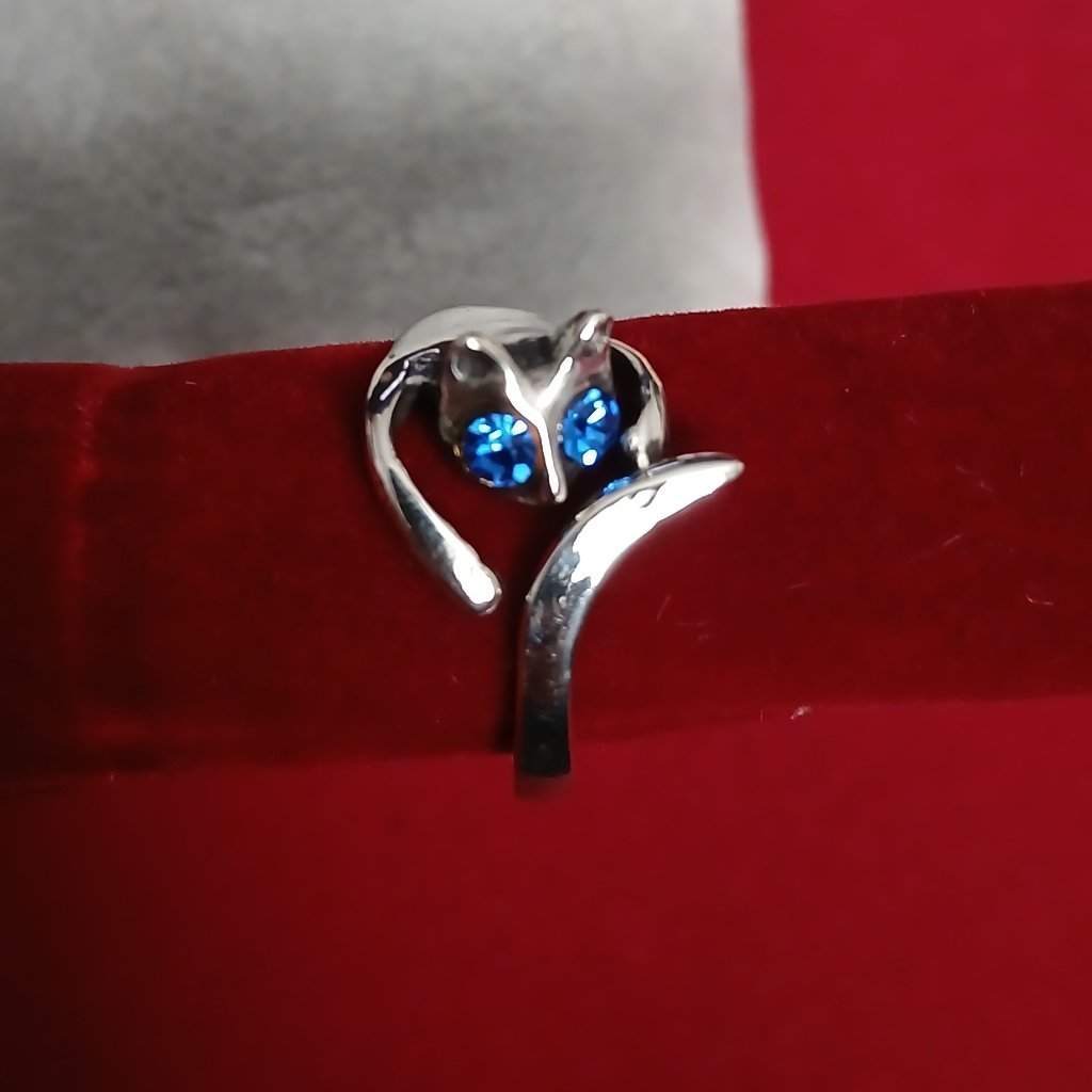 Cat Blue Zircon Eyes Ring Sterling Silver 925 22$